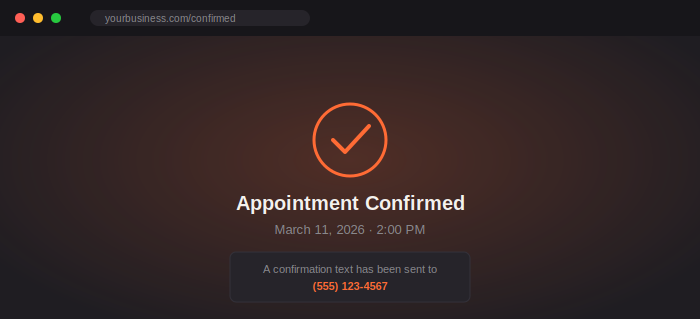 Example booking confirmation mockup